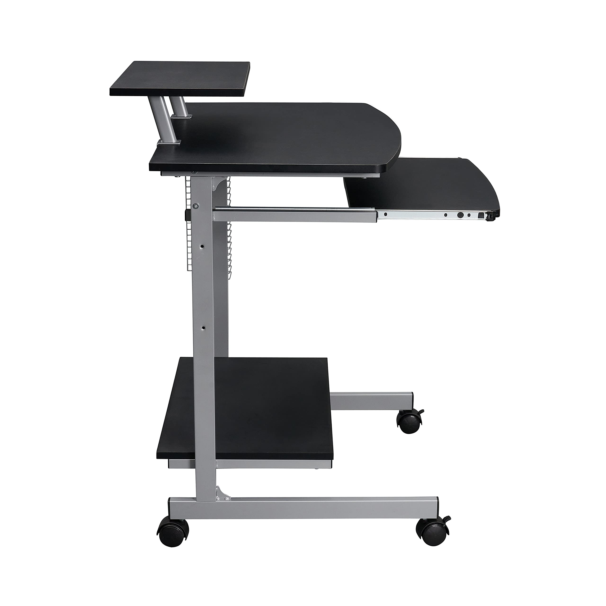 Rolling Mobile Computer Desk/Cart with Storage Shelves