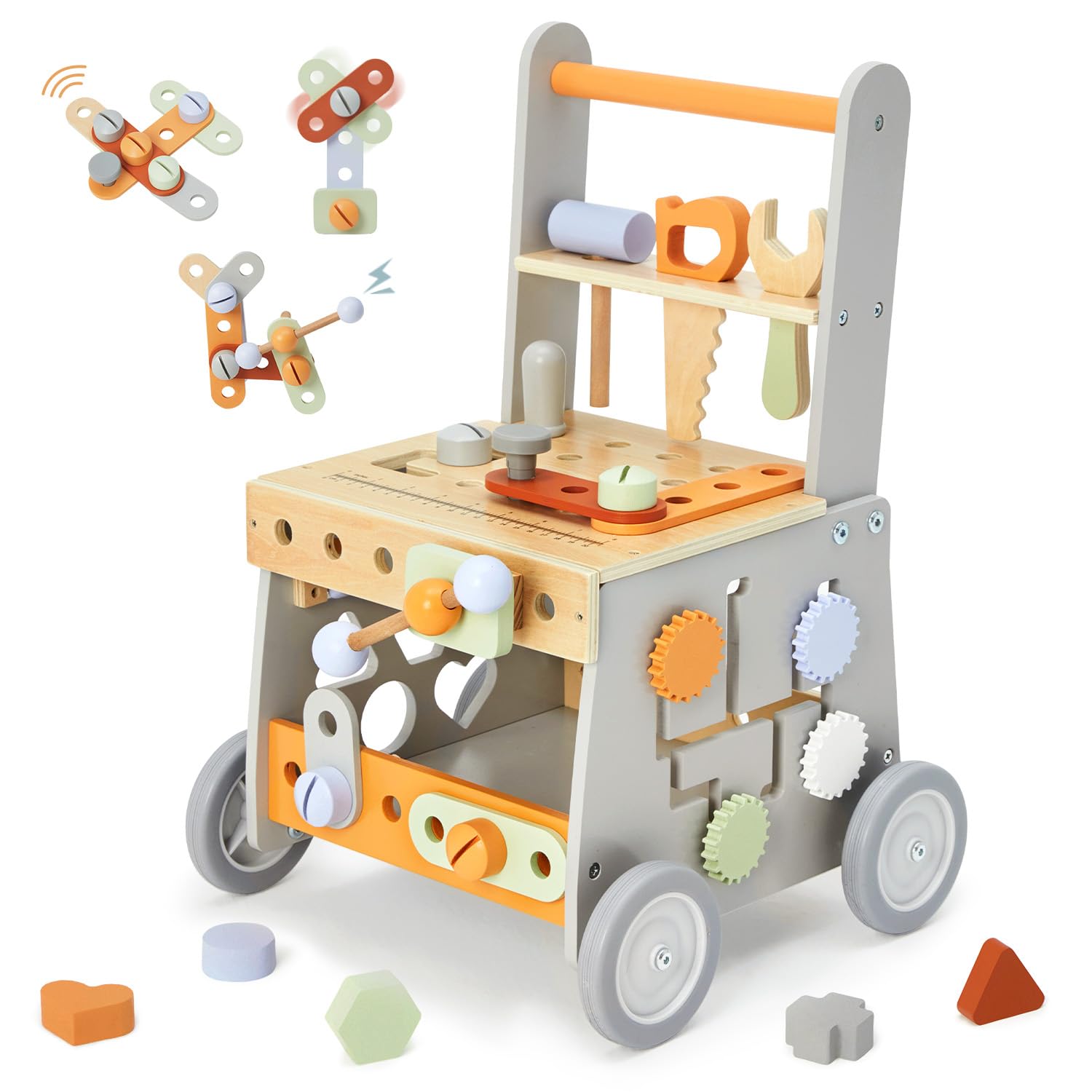 Wooden Baby Walker, Baby Push Walker, Tool Toy for Toddlers