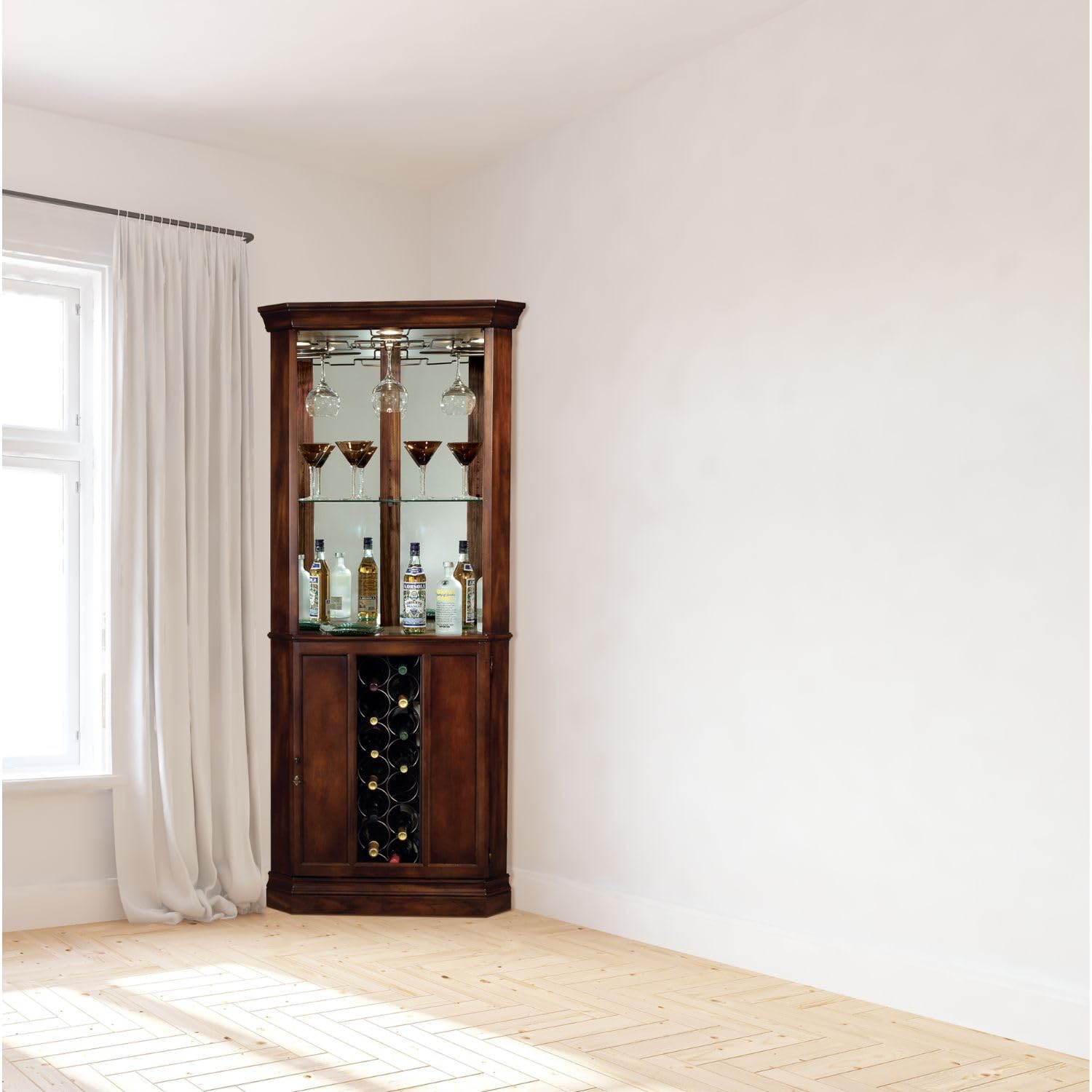 Piedmont Wine & Bar Cabinet - Home Liquor Storage with Stemware Rack