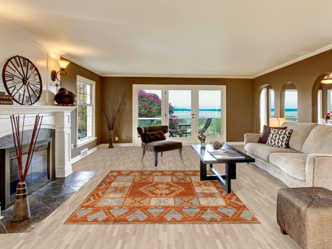 Orange Tribal Geometric Moroccan Oriental Area Rug 6x9 Handmade Wool