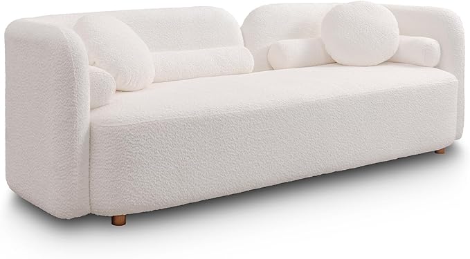 88.5'' Minimalist Curved Sofa 3 Seater Chenille Velvet Fabric Sofa