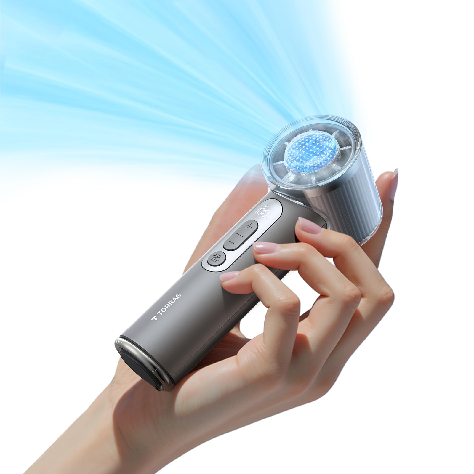 COOLiFY iva Handheld Fan with Ice Cooler, 0-100 Adjustable Speed