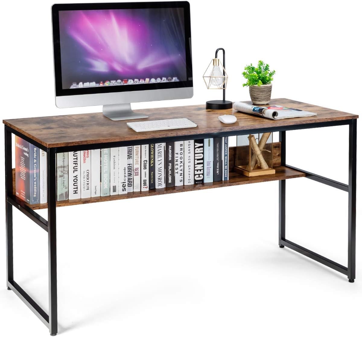 55 Inches Computer Desk with Bookshelf