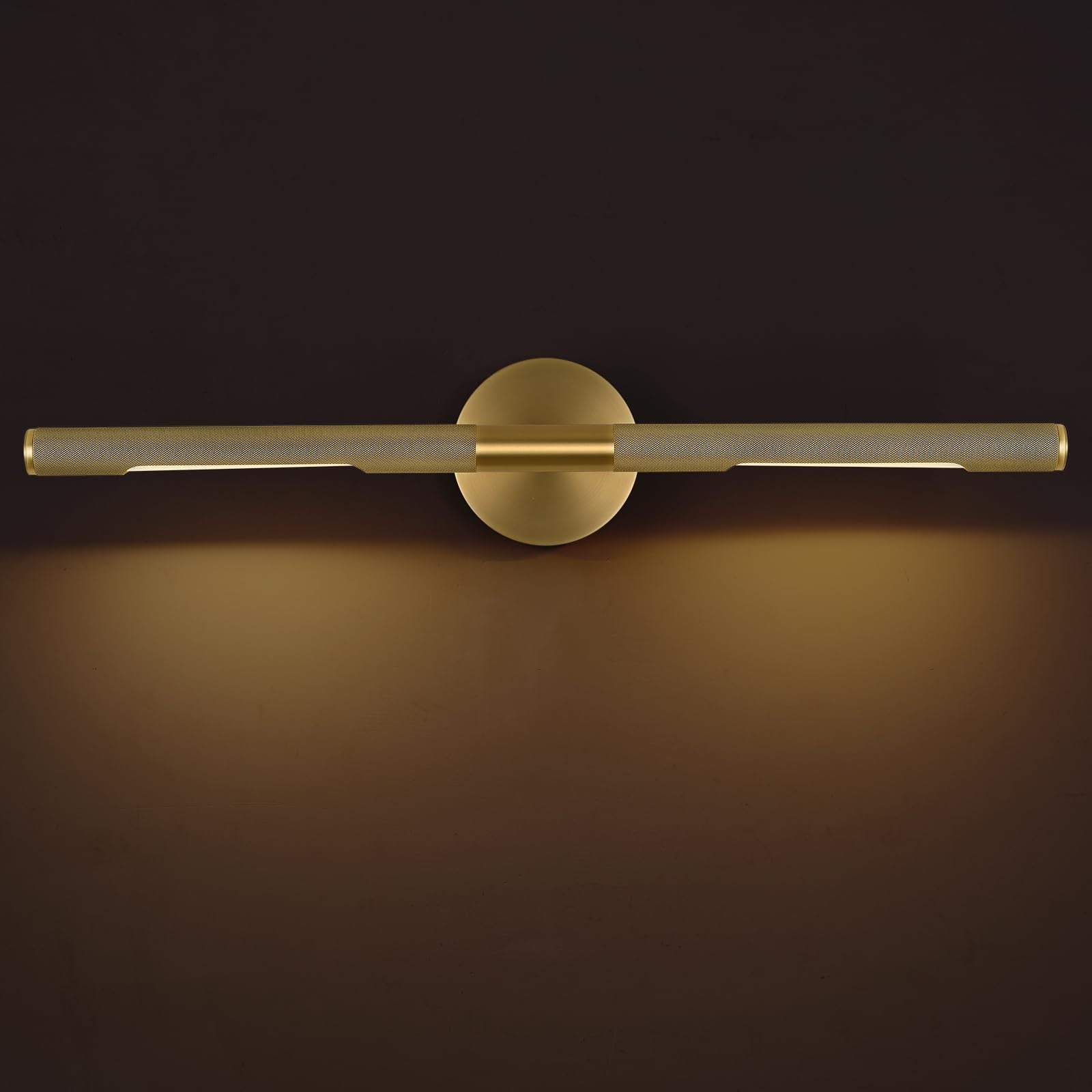 Knurldon Gold Brass Hardwired Picture Light, 24" Knurled Dimmable Rotatable 360° Picture Lights for Wall, Vanity Light, Gallery Wall Light, Art Lighting, Picture Frame Light,Include Bulb
