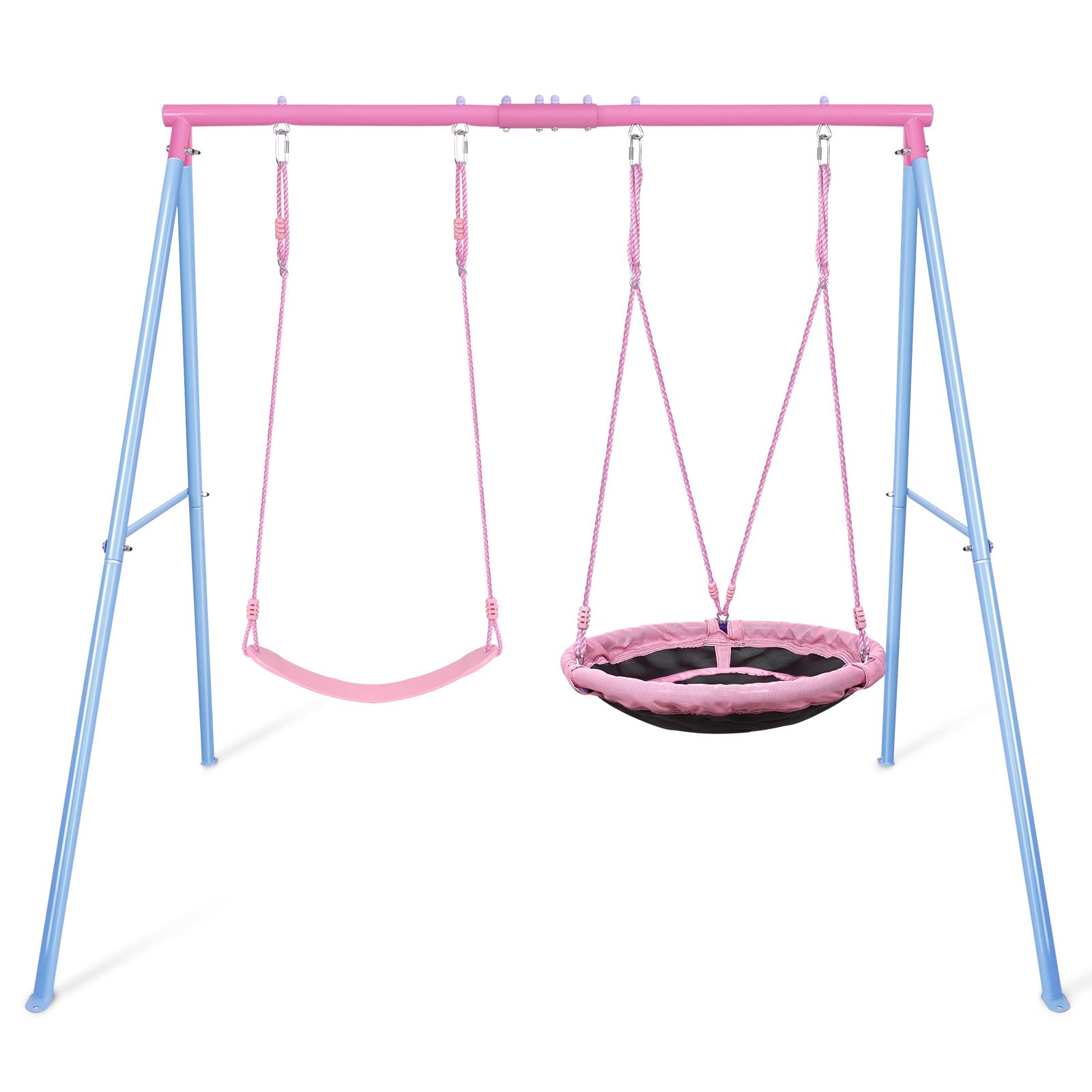 Swing Set, 440lbs, Heavy-Duty A-Frame Metal Outdoor SwingStand