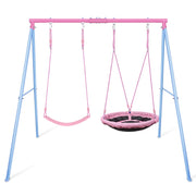 Swing Set, 440lbs, Heavy-Duty A-Frame Metal Outdoor SwingStand