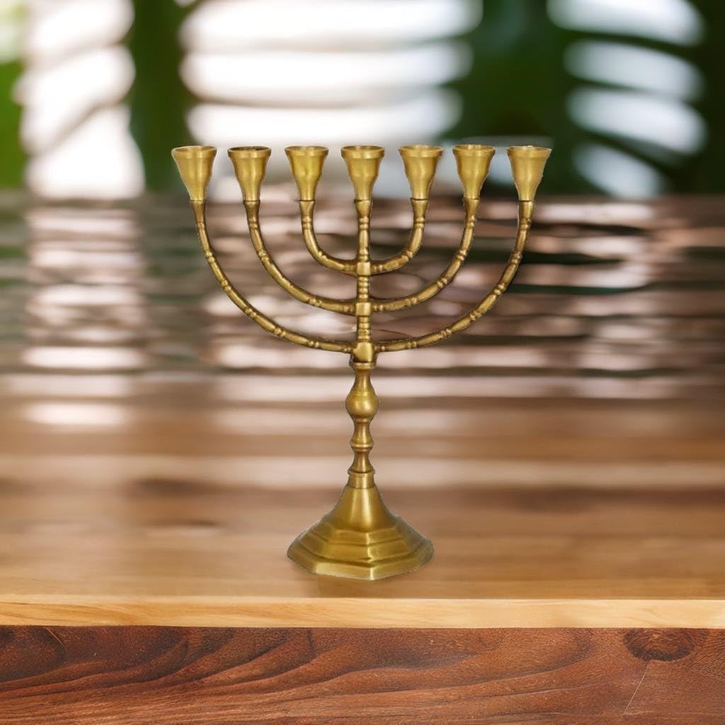 Brass, high 10",7 Branch, Menorah Candles, Menorah from Israel, The holy Land -Jerusalem