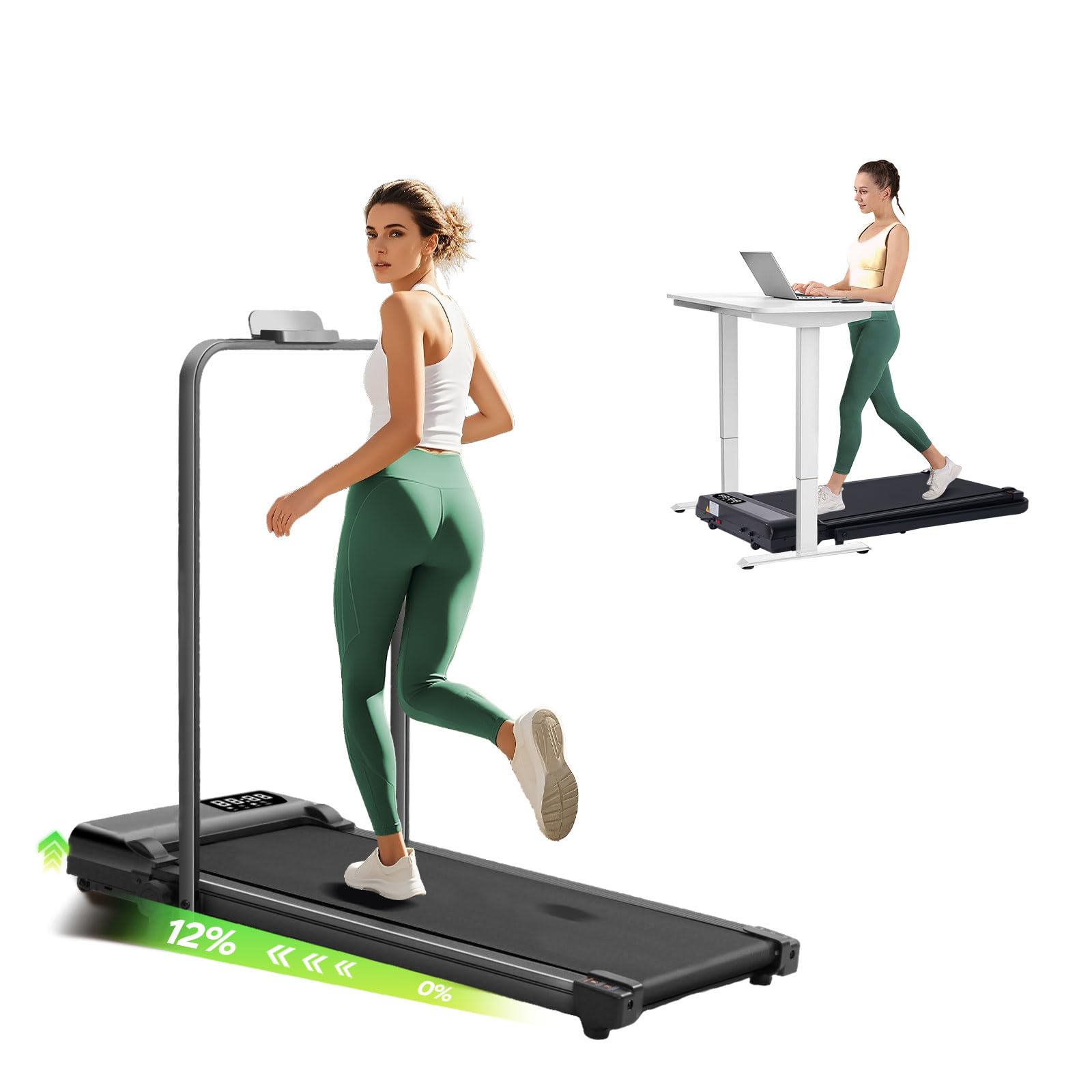 Treadmill with Incline & Handle Bar, 3.0HP Foldable Folding Treadmills for Home