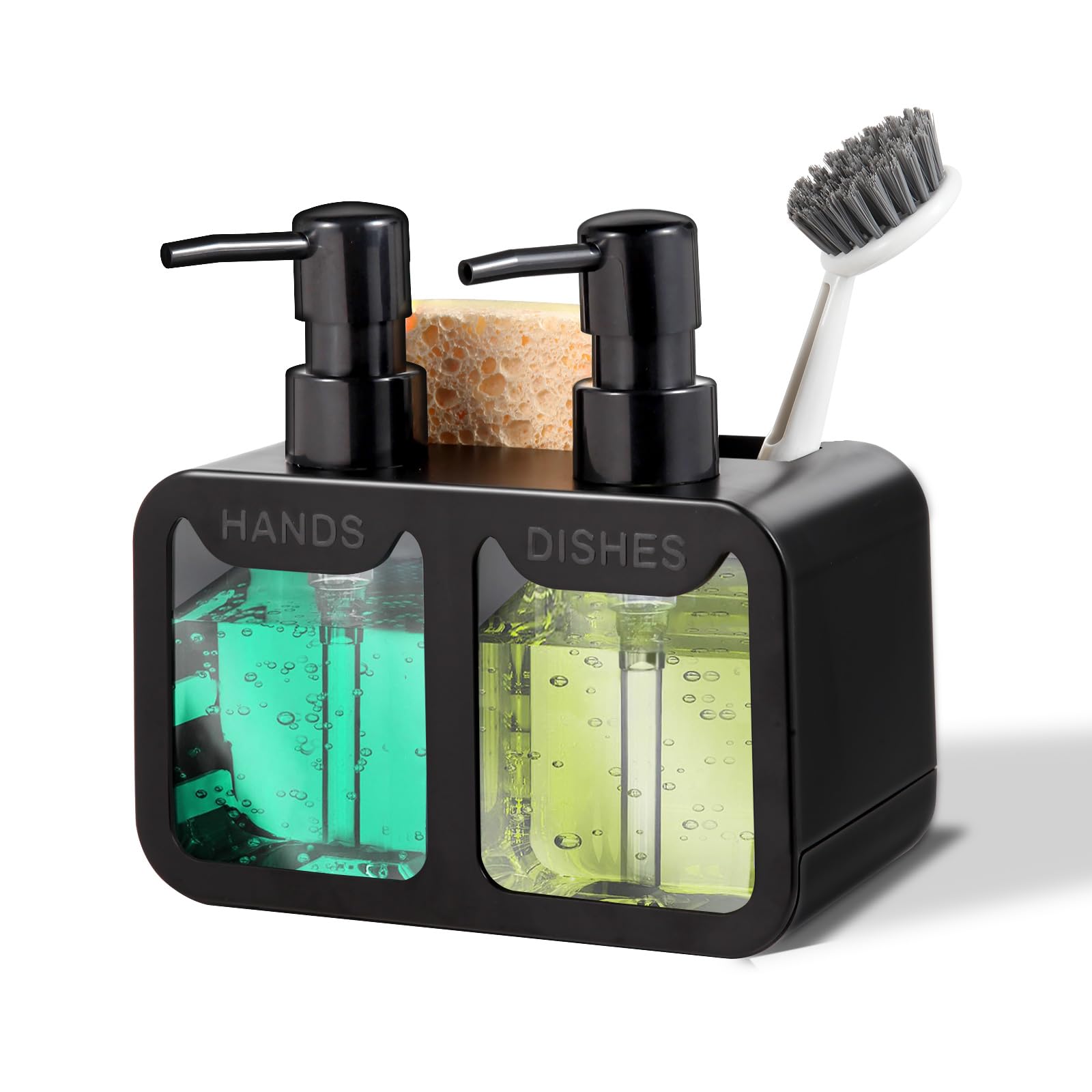 Kitchen Soap Dispenser Set, with Hand and Dish Soap, Sponge Caddy and Brush Holder