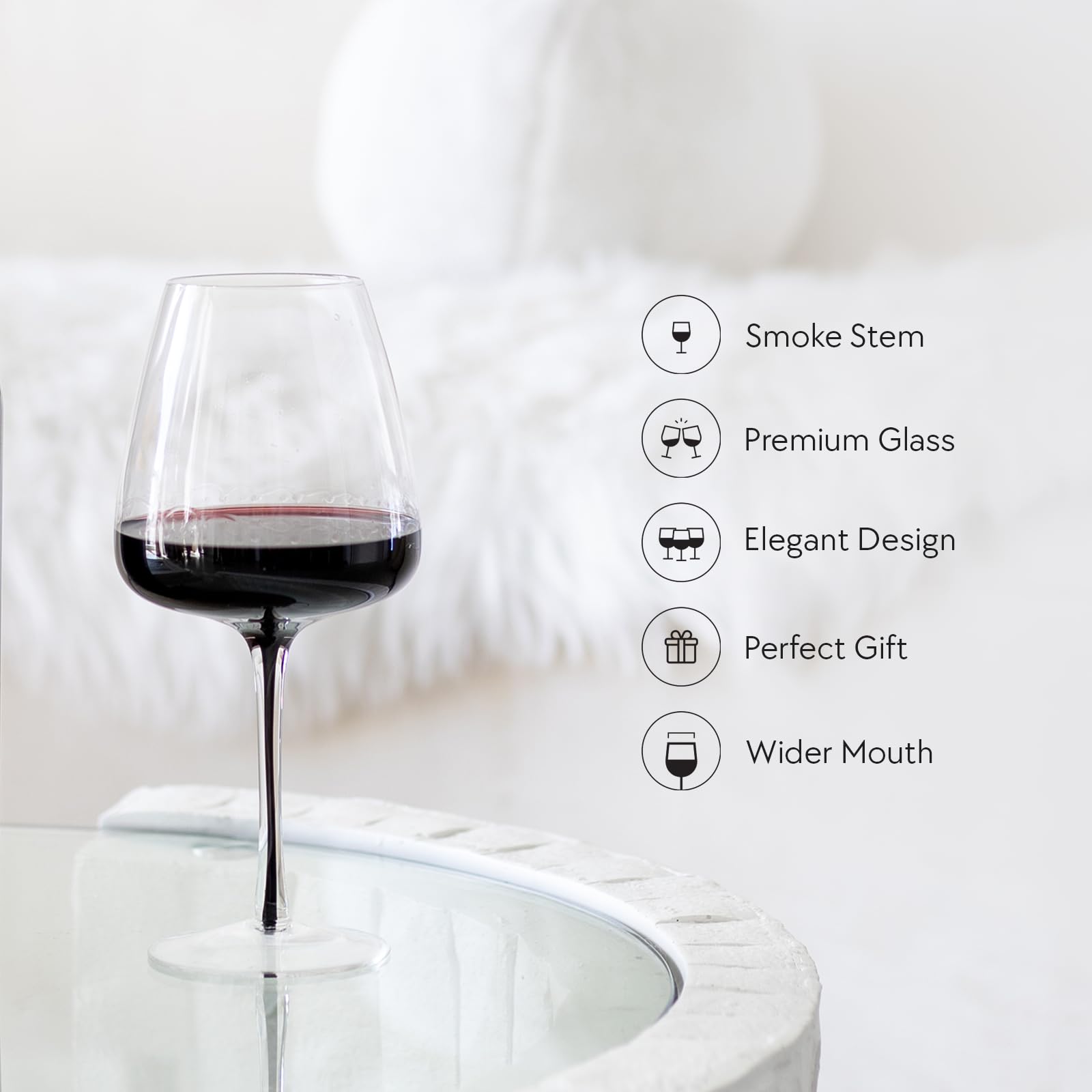 Collection Smoke Stem Red Wine Glasses | Stylish Tinted Long Stem Wine Glasses
