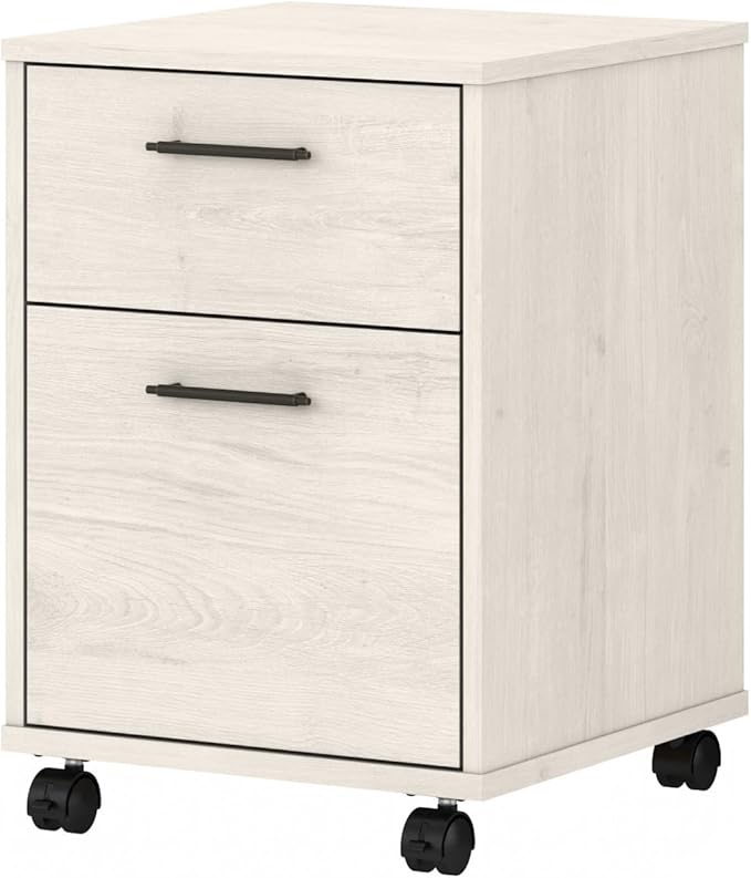 2 Drawer Rolling File Cabinet in Linen White Oak Mobile Organization for Home