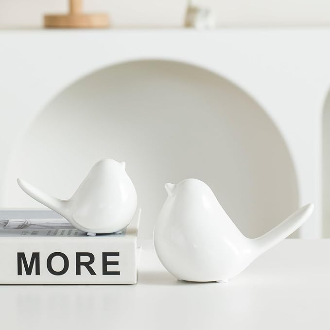 Small Animal Statues, White Bird Figurines Home Decor, Modern Home Decorative