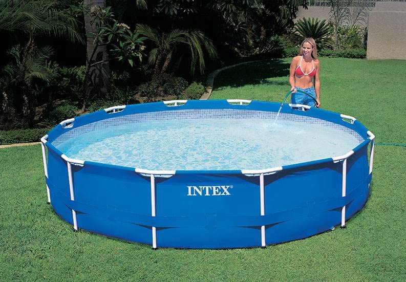 Metal Frame Above Ground Round Family Swimming Pool Set & Pump