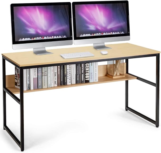 55 Inches Computer Desk with Bookshelf