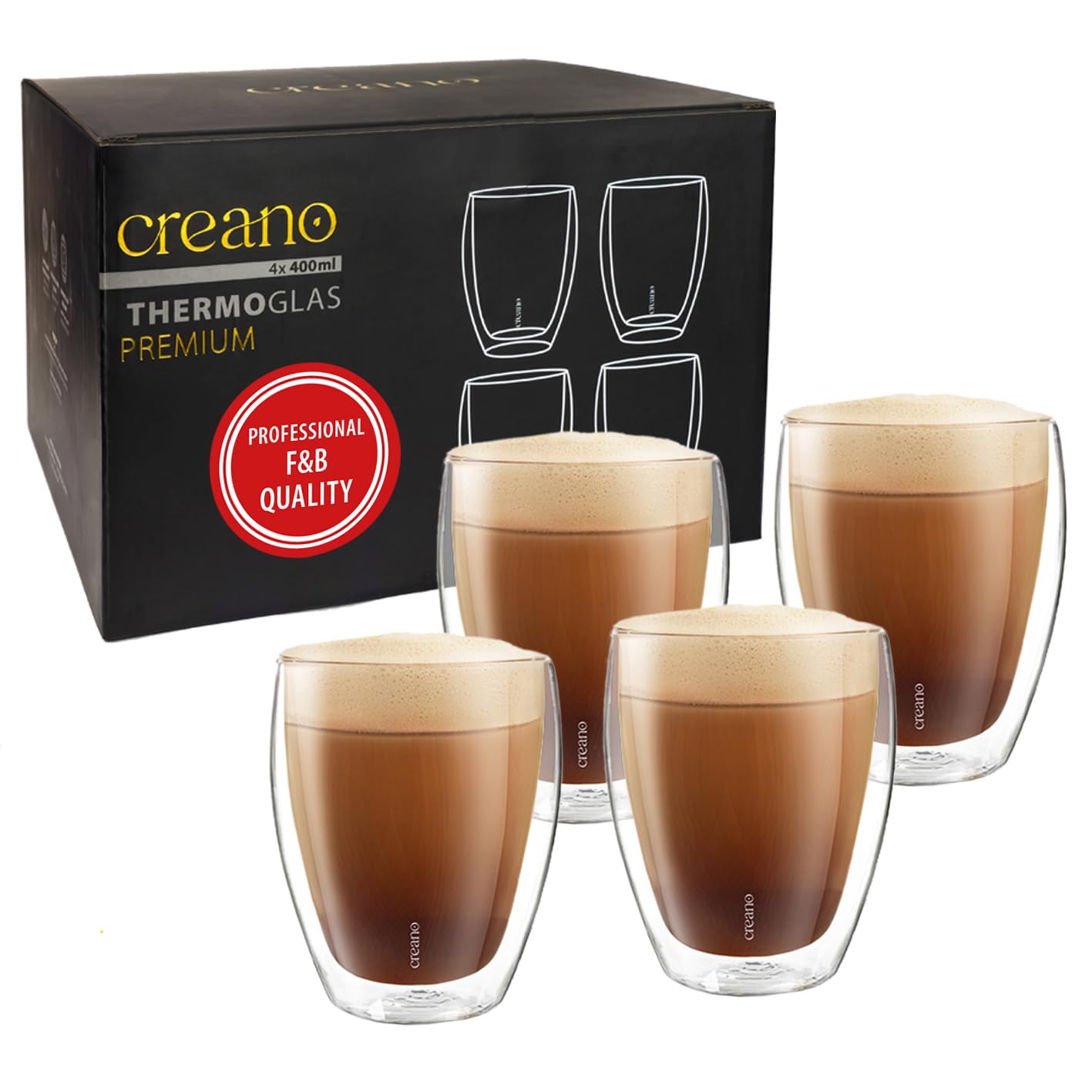Double-Walled Drinking Glasses 12.5oz / 400 ml - Set of 6