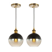 JYL3513A-SET2 Nixon 7.5" 1-Light Mid-Century Modern Metal/Glass Adjustable Drop Globe