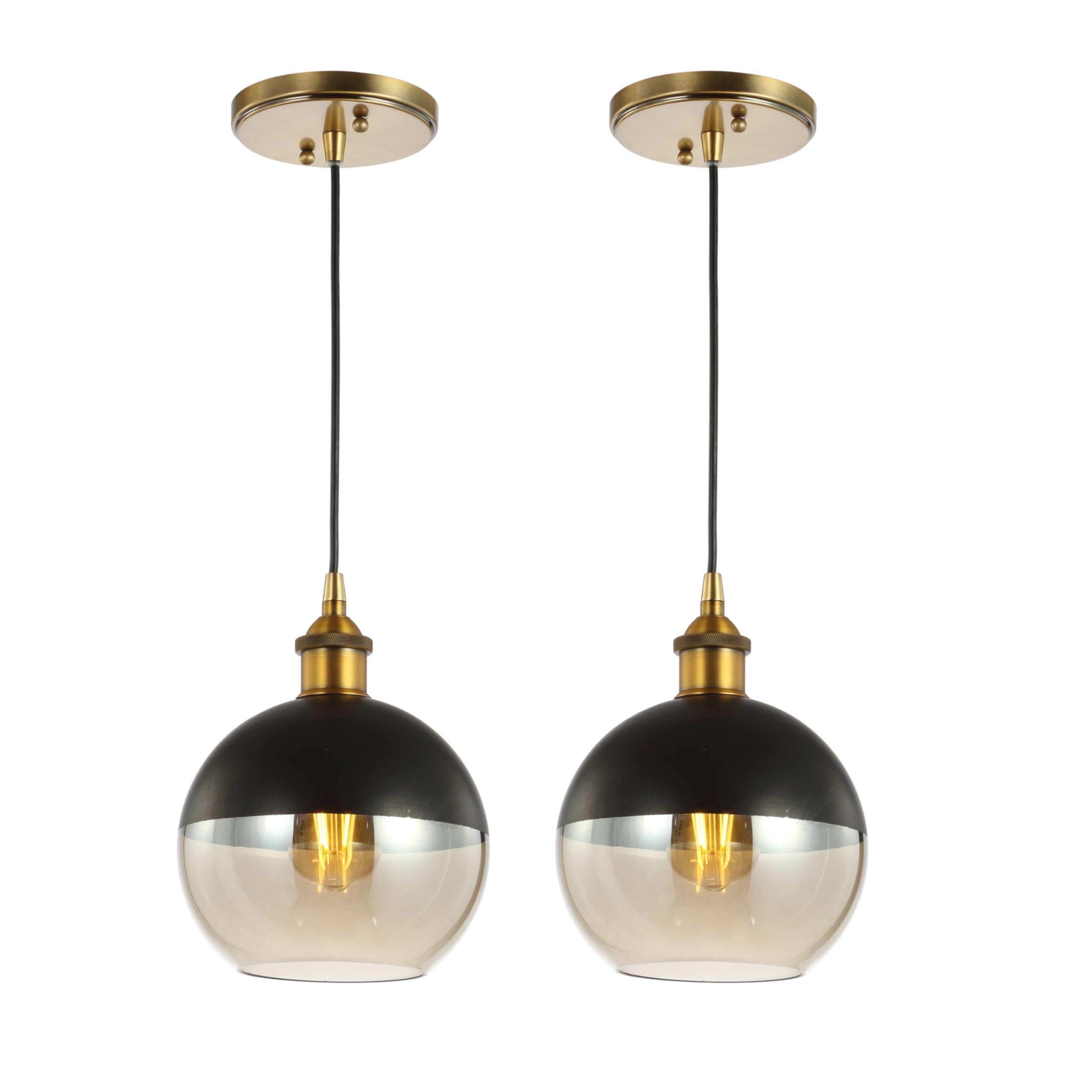 JYL3513A-SET2 Nixon 7.5" 1-Light Mid-Century Modern Metal/Glass Adjustable Drop Globe