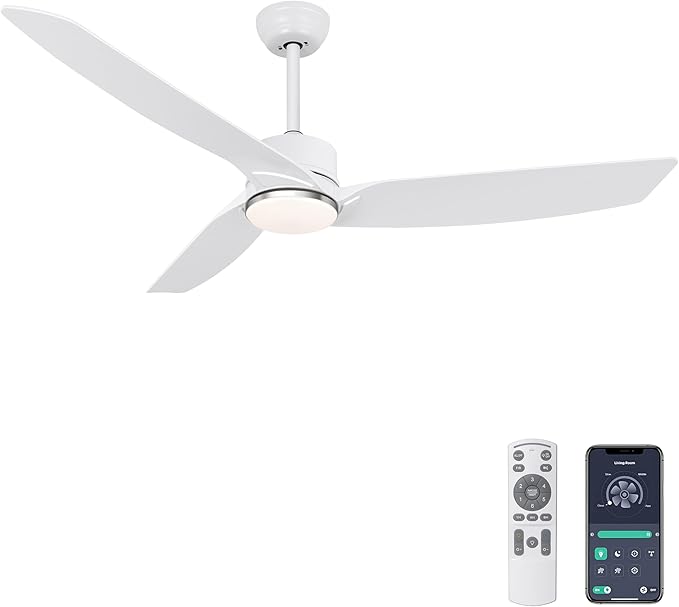 56 Inch Black Ceiling Fan with Lights, Modern 3 Blades Ceiling Fan with Remote/APP Control