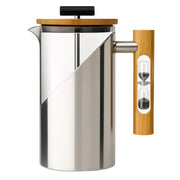 French Press coffee maker | HourGlass Timer| Coffee Press| (Silver, Stainless Steel)