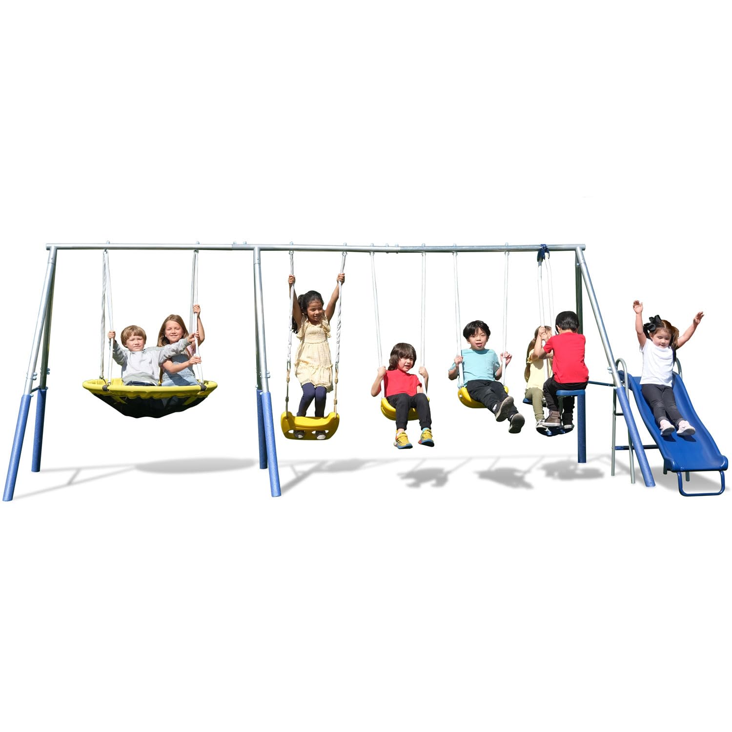 'Swing and Play' Galvanized Metal Swing Set(6 Year Warranty): 2 Swings+Standing