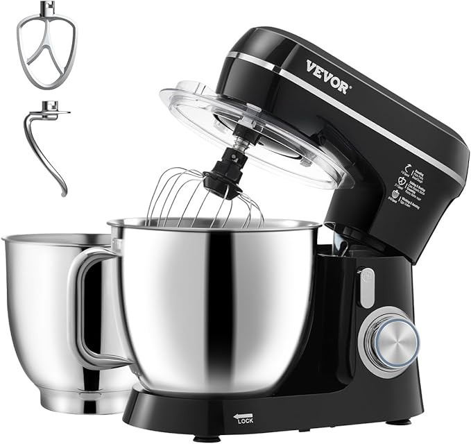 Stand Mixer, 660W Electric Dough Mixer with 6 Speeds LCD Screen Timing