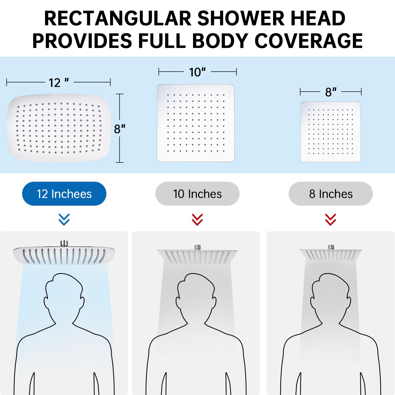 G-Promise All Metal 12 Inch Shower Head with Handheld Spray Combo，Rain Shower Head with Handheld Built-in Power Wash Mode, Adjustable Extension Arm with 4-Mode Diverter, 71 Inch Extra Long Hose