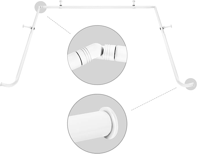 1-Inch Diameter Bay Window Curtain Rod Set for Bayview Windows