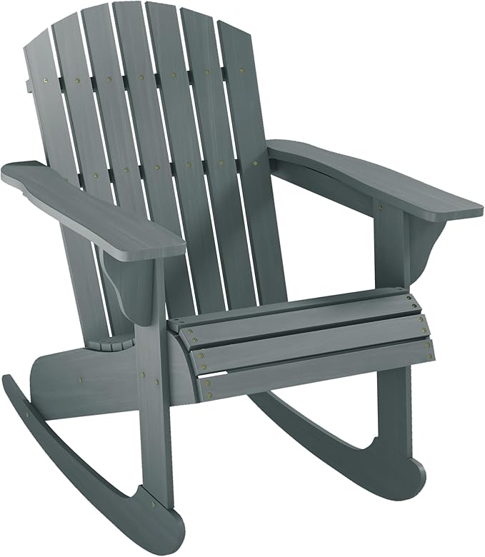 Wooden Adirondack Rocking Chair Outdoor Lounge Chair Fire Pit Seating