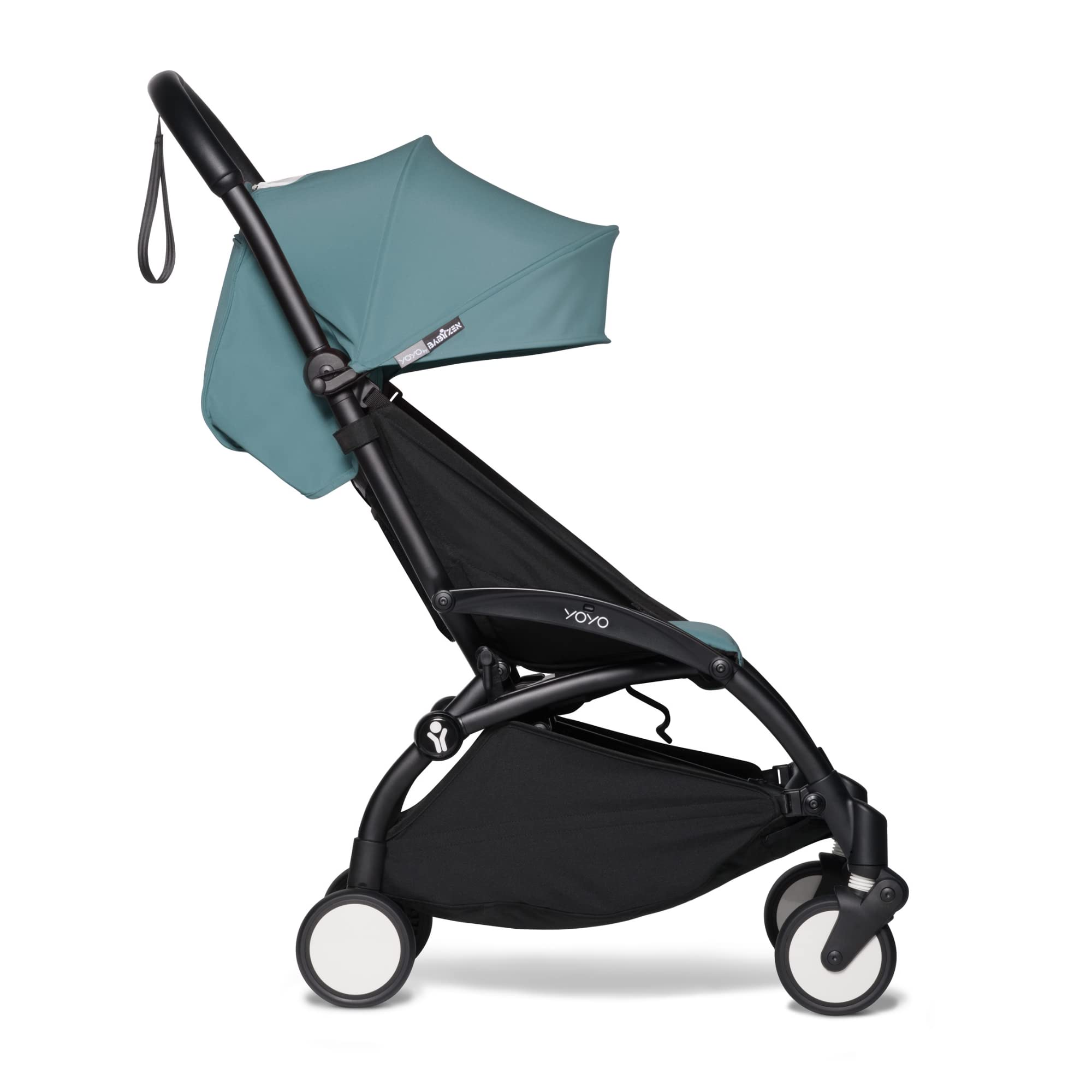 YOYO2 Stroller - Black Frame with Aqua Seat & Canopy
