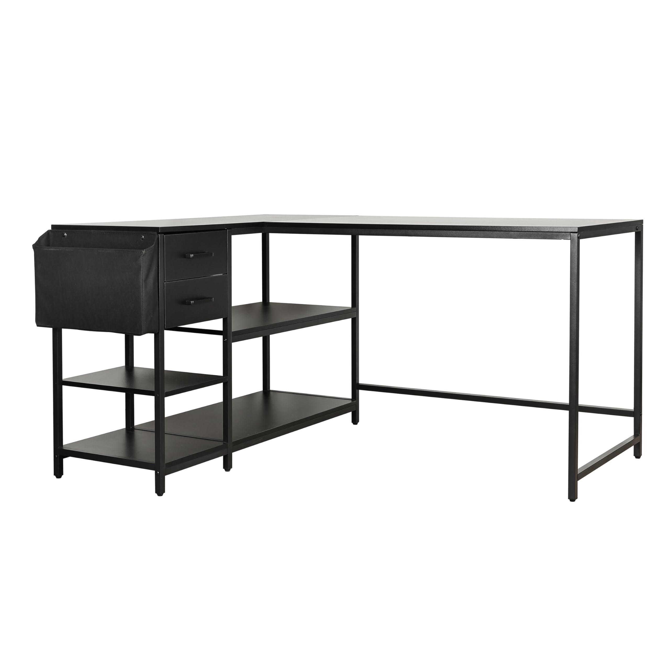 Modern L-Shaped Desk with Storage, Corner Computer Desk