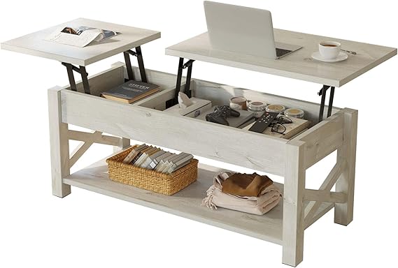 Coffee Table, 47.2" Lift Top with Hidden Compartment, 2 Way Lift Top Coffee Table