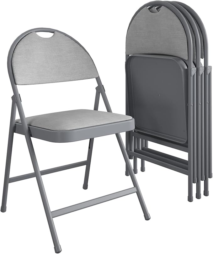 Commercial XL Smartfold Fabric Padded Chair, 4-Pack, Black