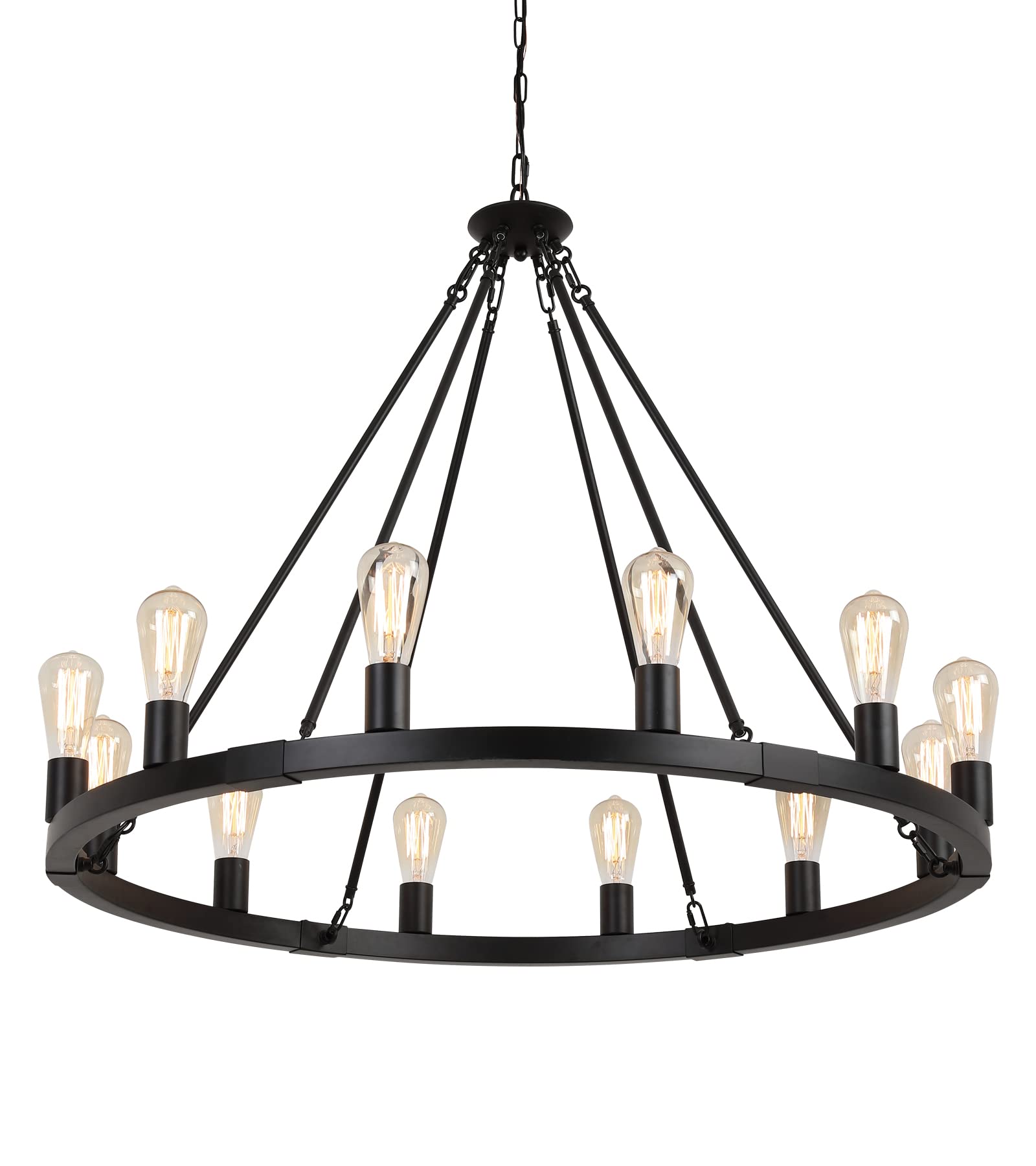 Large Farmhouse Wagon Wheel Chandelier