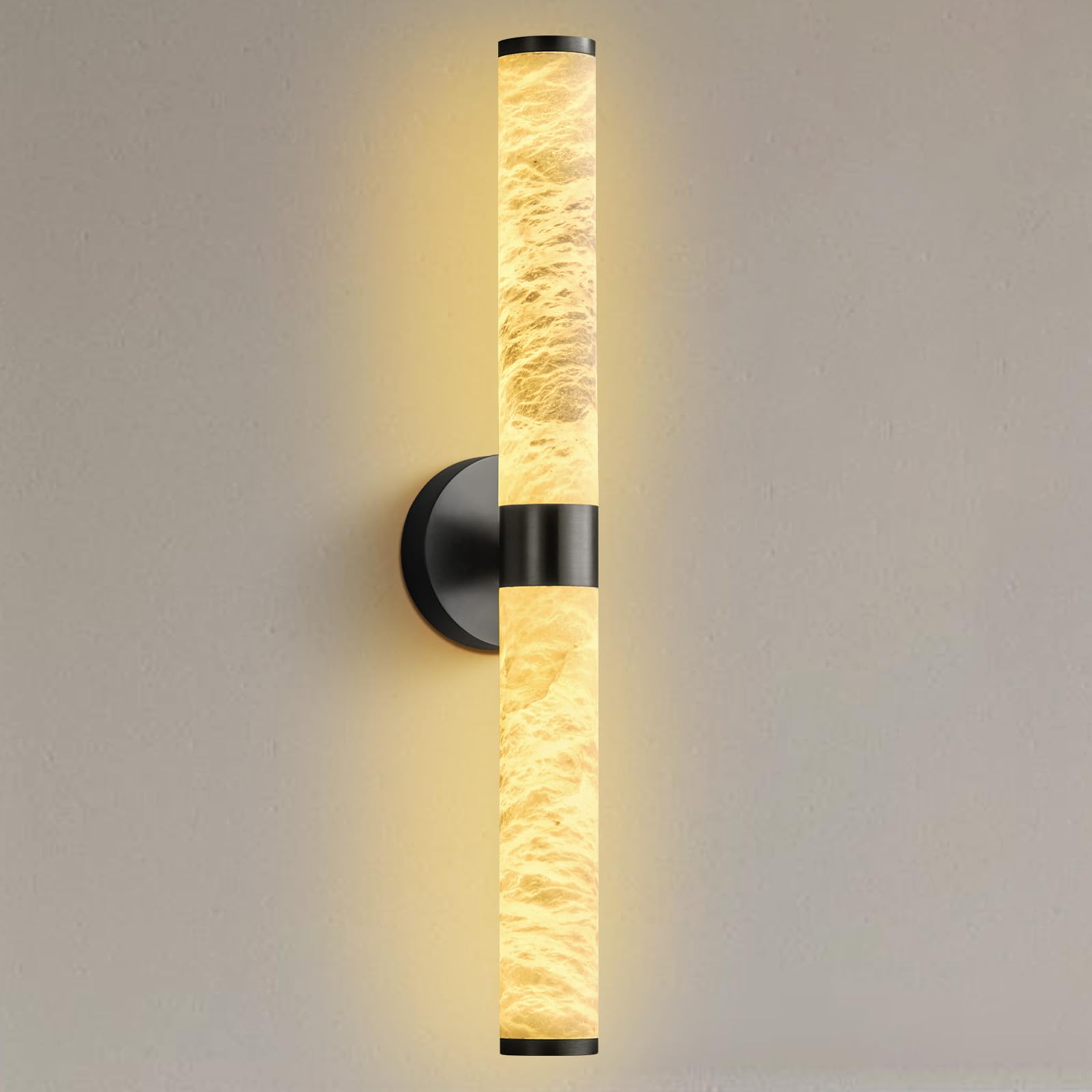 Alabaster Wall Sconce, 24" Black Wall Sconces
