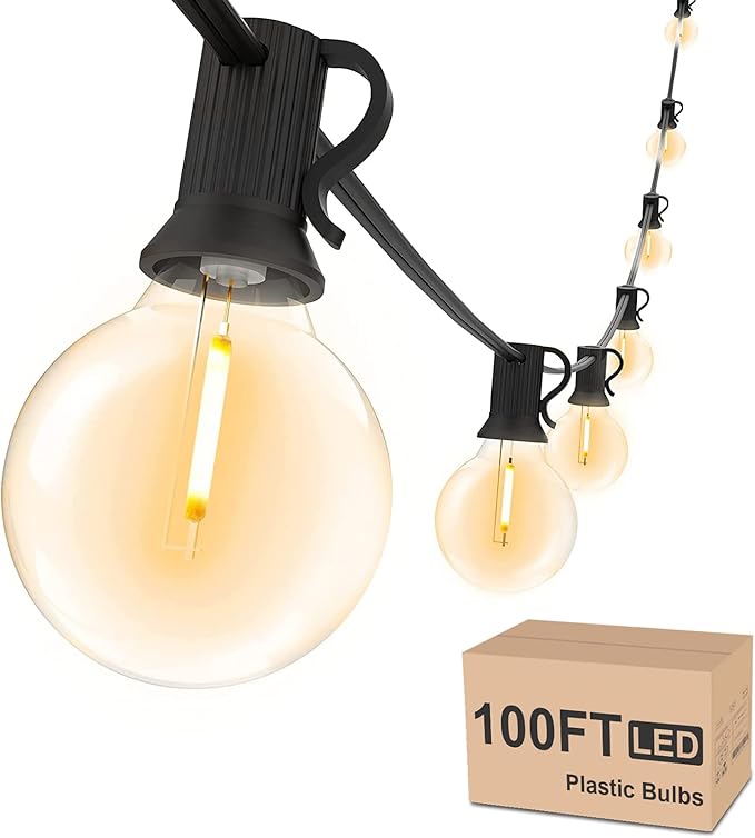 String Lights 200 FT, Patio Lights with 104 Shatterproof LED Bulbs, Commercial