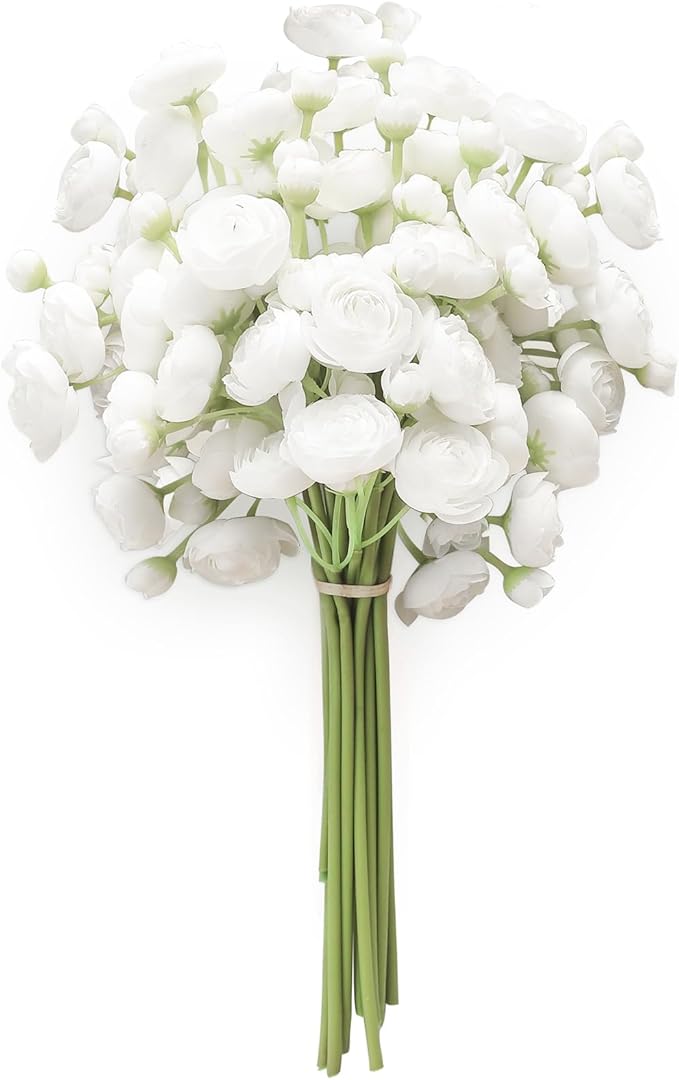 Ranunculus Artificial Flowers 18 Pcs Blush Faux Silk Mini Ranunculus Bulk Fake Wedding