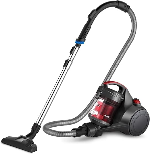 Bagless Canister Vacuum Cleaner, Lightweight Vac for Carpets and Hard Floors, w/Filter