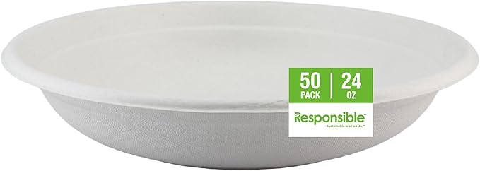 Paper Bowls, 48oz For Hot Soup (50 Count), Heavy Duty Paper Dinner & Dessert Bowls