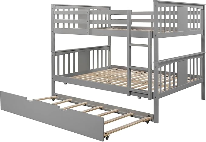 Convertible Full Over Full Bunk Bed with Twin Trundle
