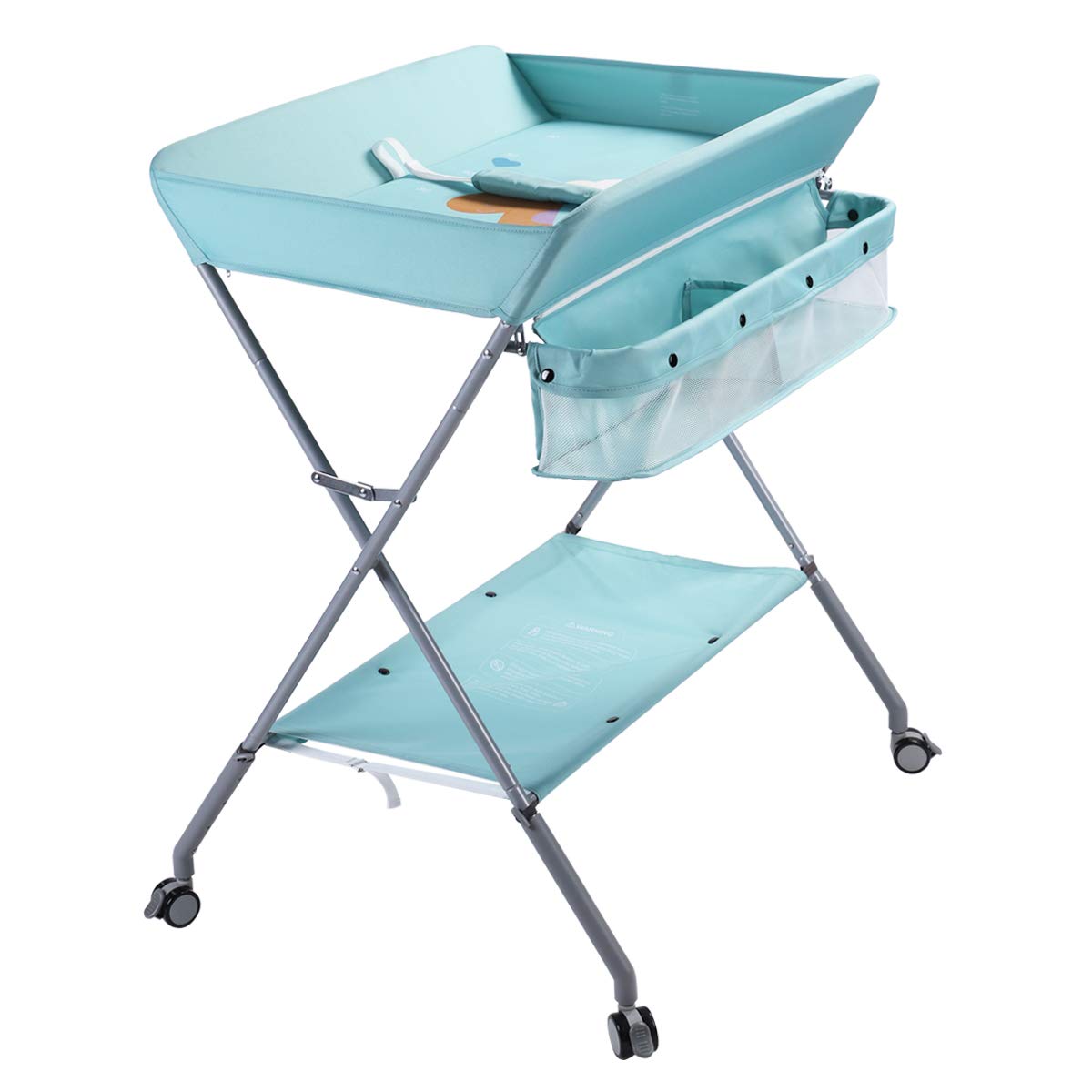 Changing Table Portable Folding Diaper Changing Station with Wheels, Adjustable