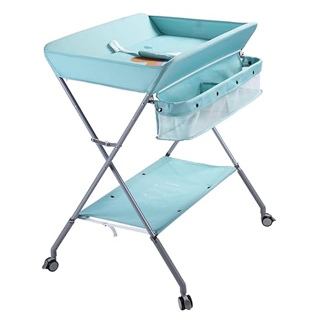 Baby Changing Table Portable Folding Diaper Changing Station with Wheels
