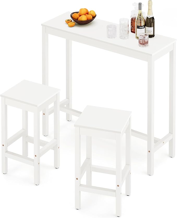 45 inch Bar Table and Chairs Set, Rectangular Counter Height Table Set