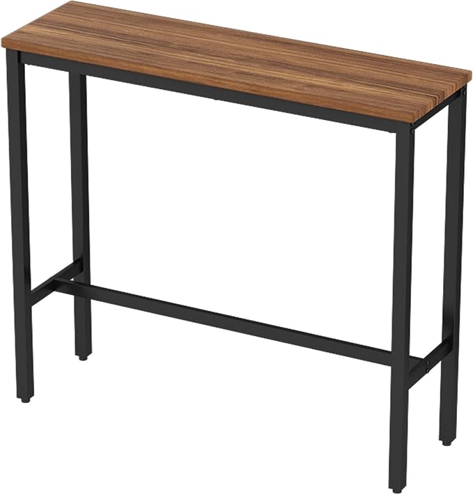 40" Bar Table,Rectangular Industrial Bar Height Table with Sturdy Gold Metal Frame