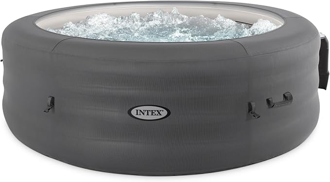 SimpleSpa Inflatable Hot Tub 4 Person Bubble Massage Spa: Includes Insulated Cover