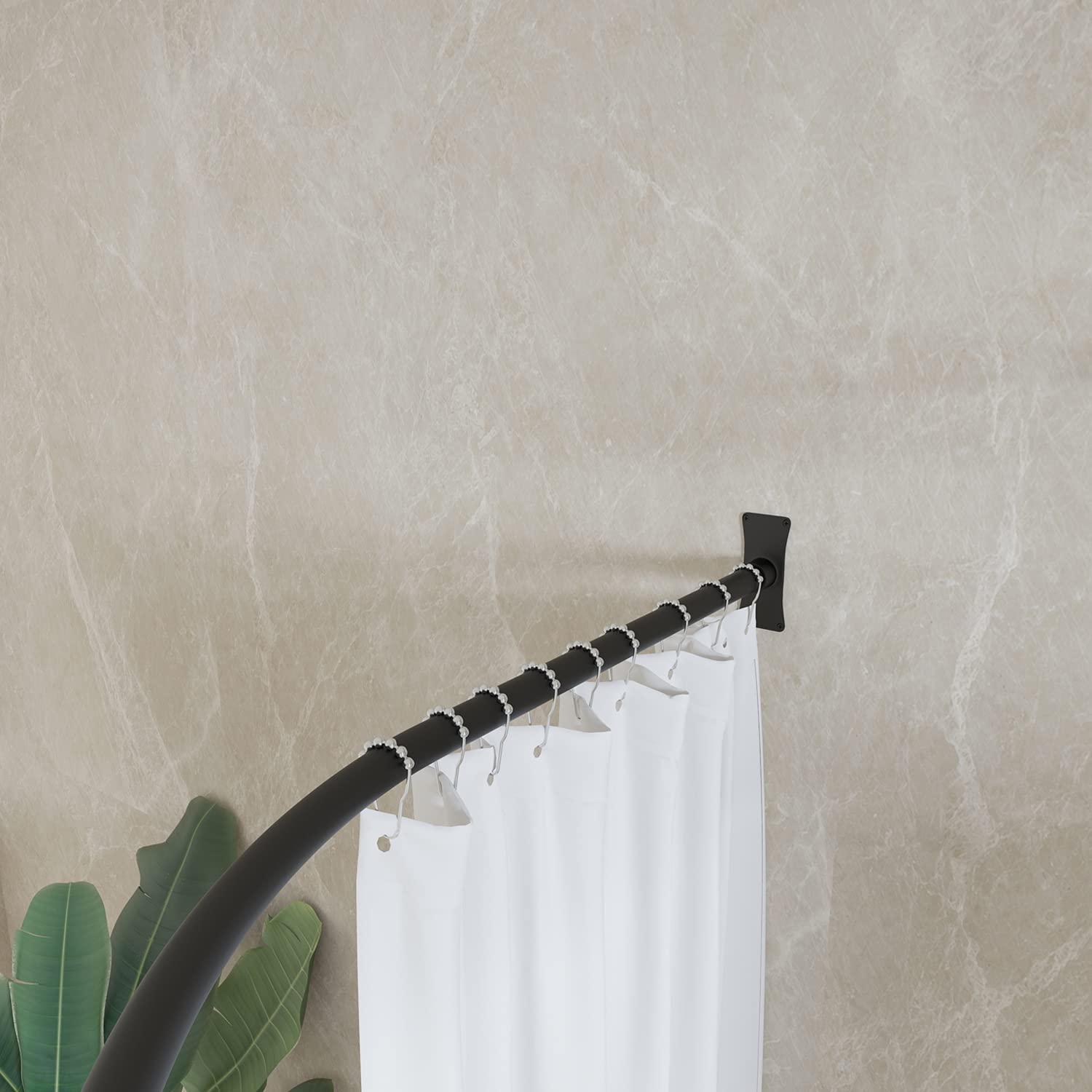 Heavy-Duty Half-Oval Stainless Steel Shower Curtain Rod with Swivel Ceiling Support