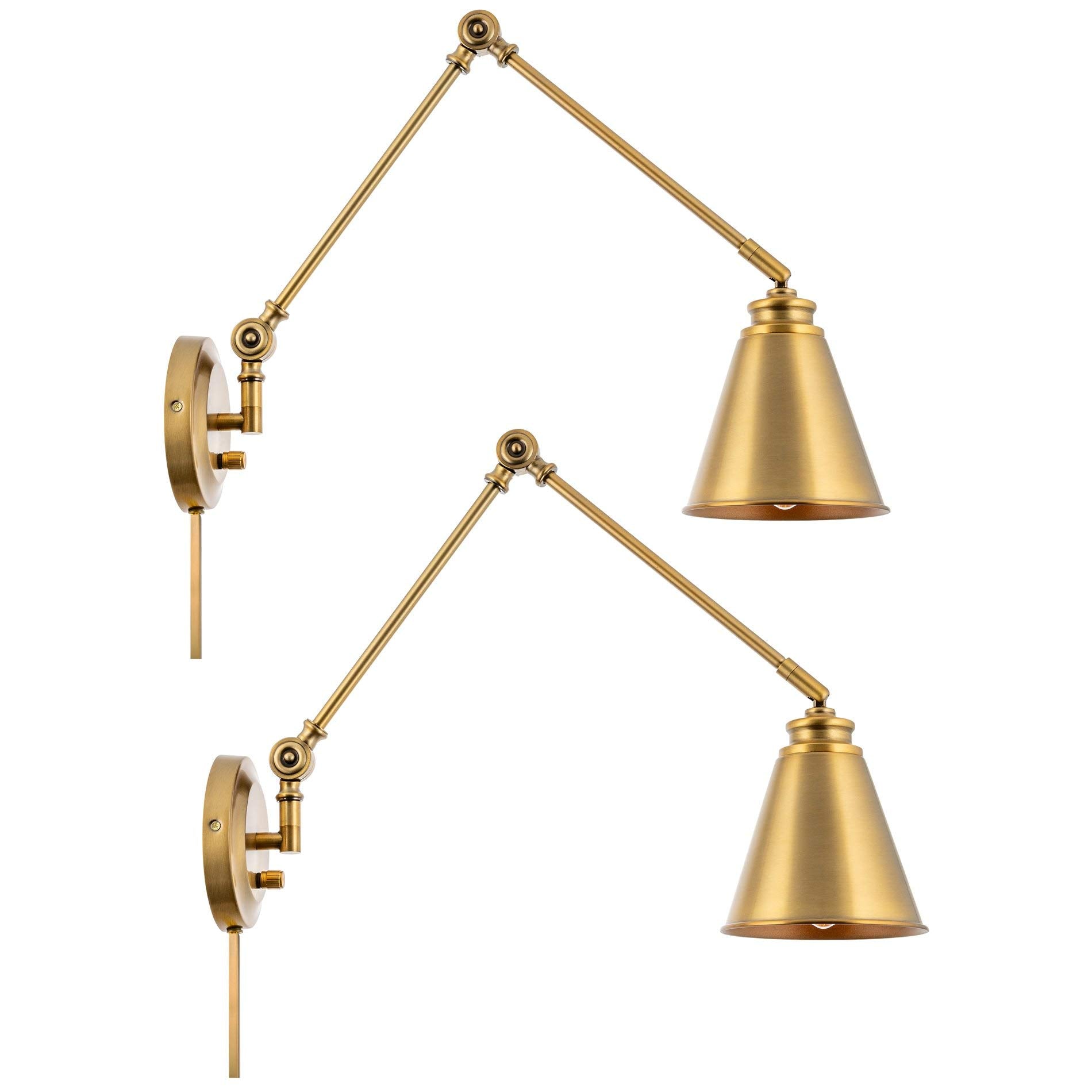 Industrial Swing Arm Wall Lamp - Plug in/Wall Mount + Cord Covers