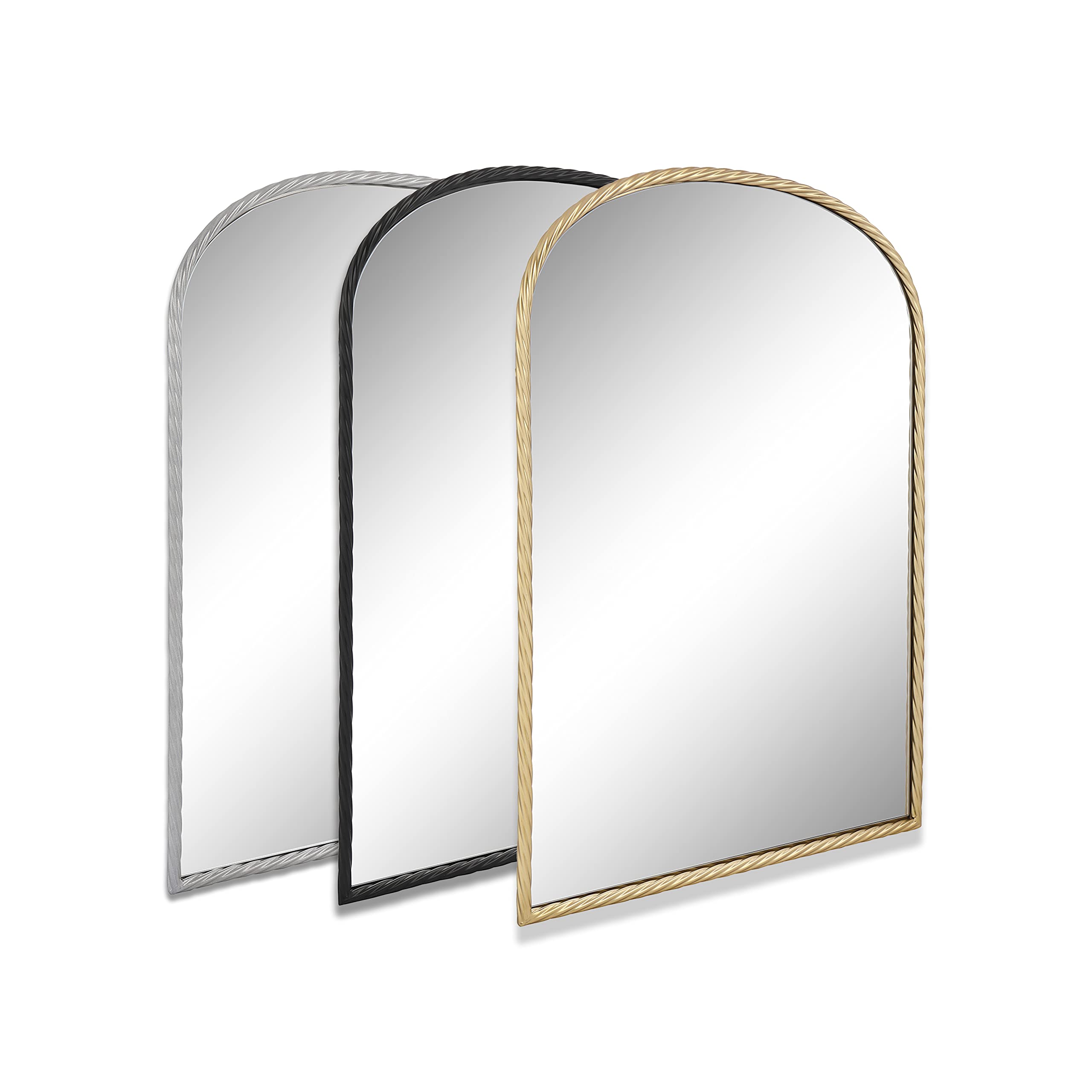 LuuLake Arch Mirror 24x31 Twisted Metal Frame Wall Mirror,Black