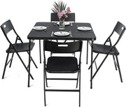 Folding Table and Chair Set, 5-Piece, 35" Square Dining Table with 4 Folding Chairs