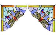 1 Pair Dragonfly Stained Glass Panels Door Window Corner Tiffany Glass Material