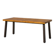 Home Acacia Wood Dining Table 6-Person Indoor Outdoor Table with Iron Legs